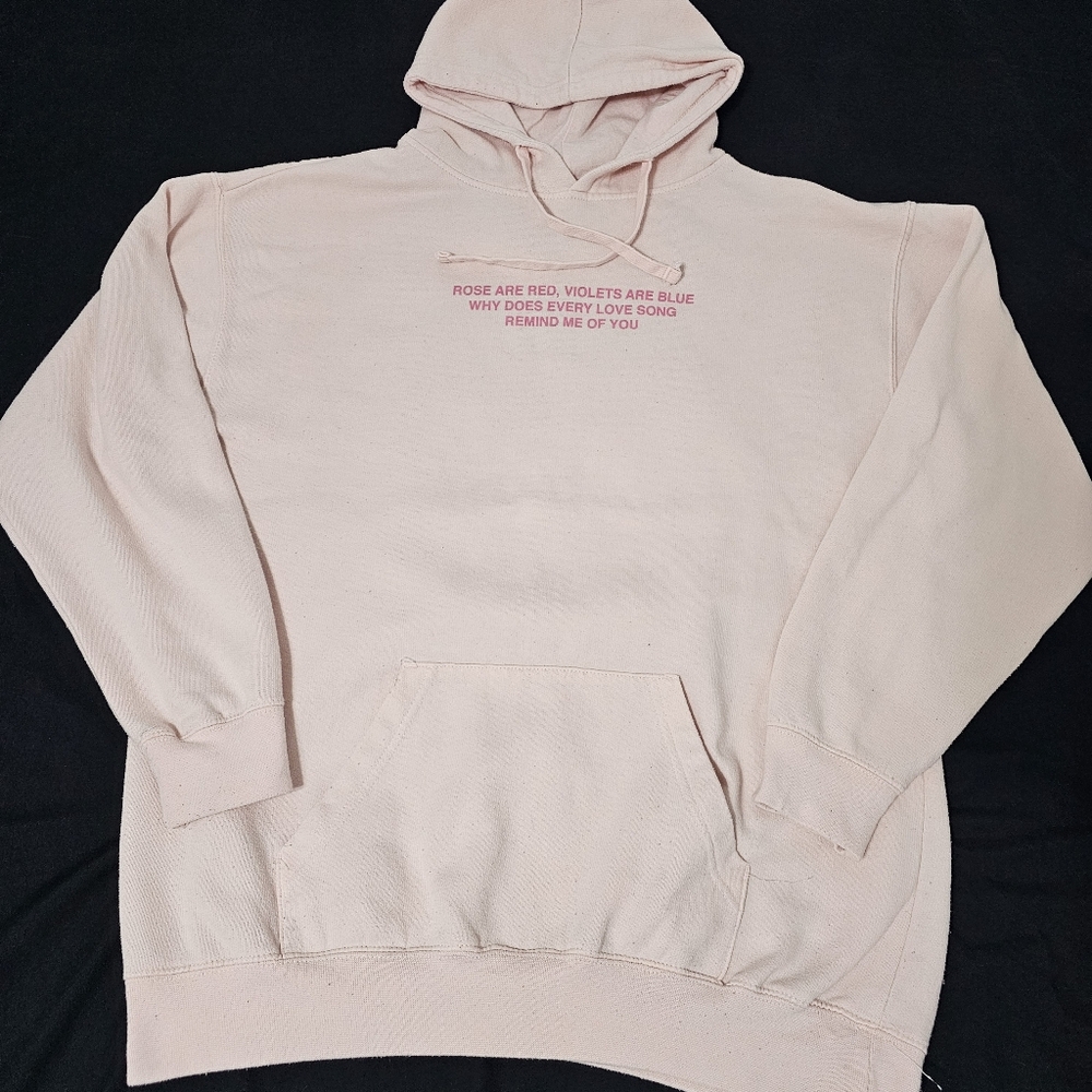Yours Truly Hoodie Large Pink Love Song  Butterfly Rose Pullover Sweatshirt